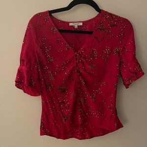 Madewell Red Floral Blouse worn once
